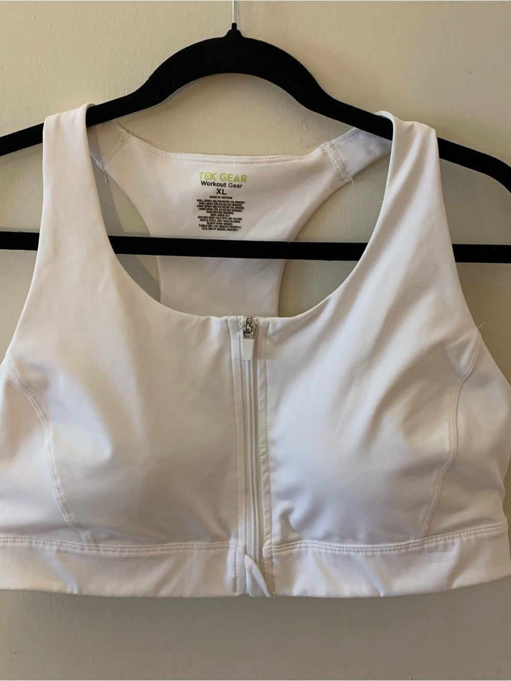 tek gear White Workout Top with zipper front